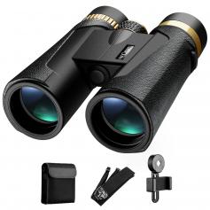 K&F Concept HY1242 10x42 Binoculars with 20mm Large View Eyepiece & BAK4 Clear Light Vision for Bird Watching, Hunting, Sports