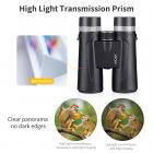 HY1242A 12x42 Binoculars with 20mm Large View Eyepiece & BAK4 Clear Light Vision for Bird Watching, Hunting, Sports