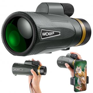 Monocular Telescope with Holder,10X42 HD Waterproof Zoom Monocular Phone Adapter Tripod and Hand Strap Retractable Eyepiece for Adults Kids Bird Watching/Hunting/Camping/Wildlife Scenery-Green 