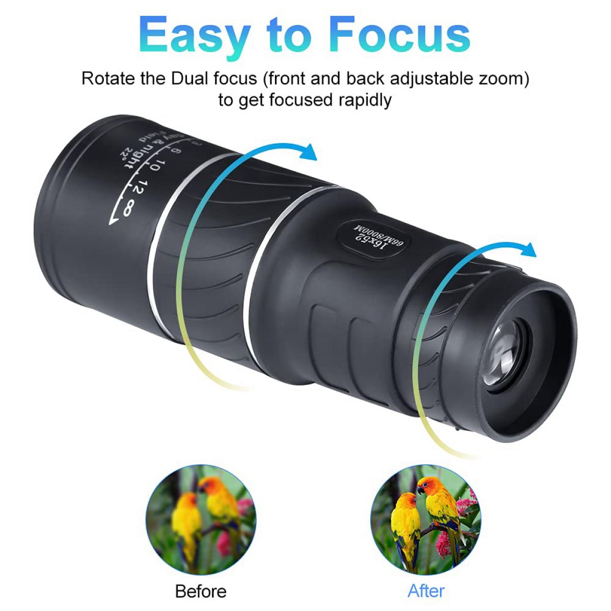 New waterproof 16x52 high definition best sale monocular telescope