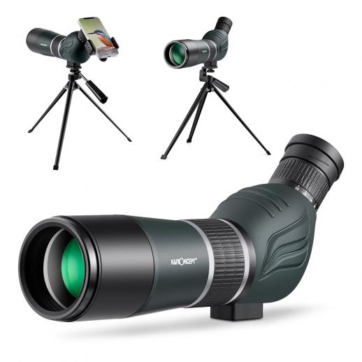 20-60X60 HDスポッティングスコープ-BAK445度 狩猟 射撃 携帯電話クリップ 三脚 収納バッグで野生動物の風景を見る