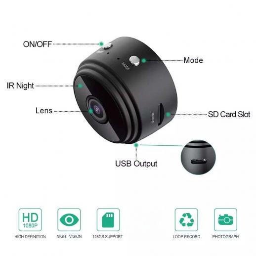 Mini Camera WiFi Wireless Small Video 1080P Night Vision For Home Indoor Outdoor