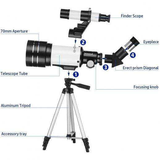 Telescope,Portable Refractor with Tripod for Moon Viewing Bird Watching Wildlife Scenery for Kids Adults & Beginners multcolor 1 