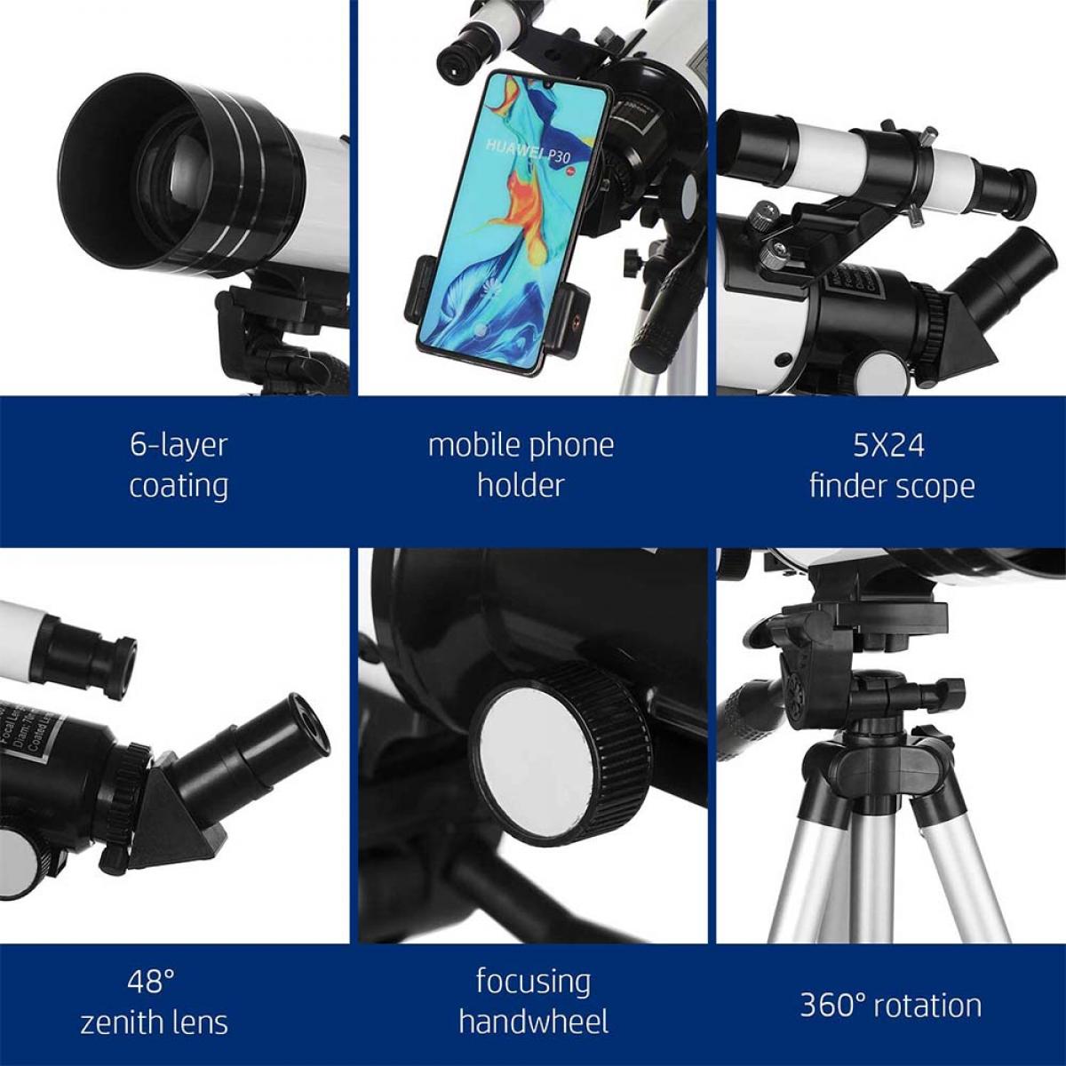 Portable Monocular Telescope 70mm 300mm 15x 150x Kentfaith