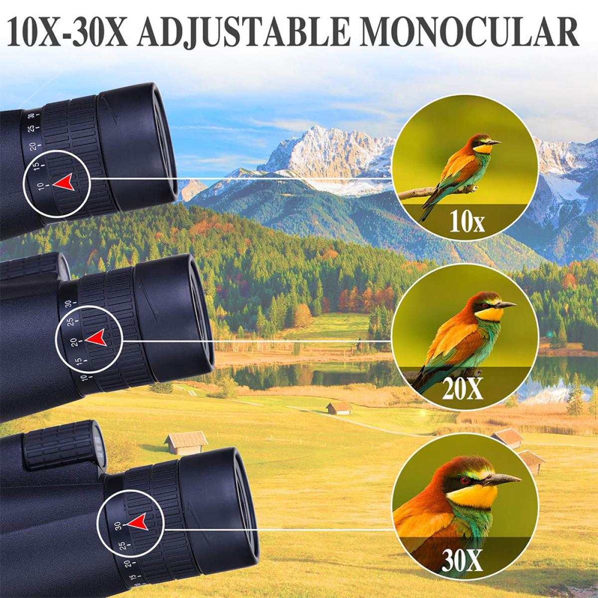 Xgazer Optics Monocular de alta potencia de 10 x 50 pulgadas, impermeable,  para observación de aves, caza, pesca, viajes, safari, senderismo