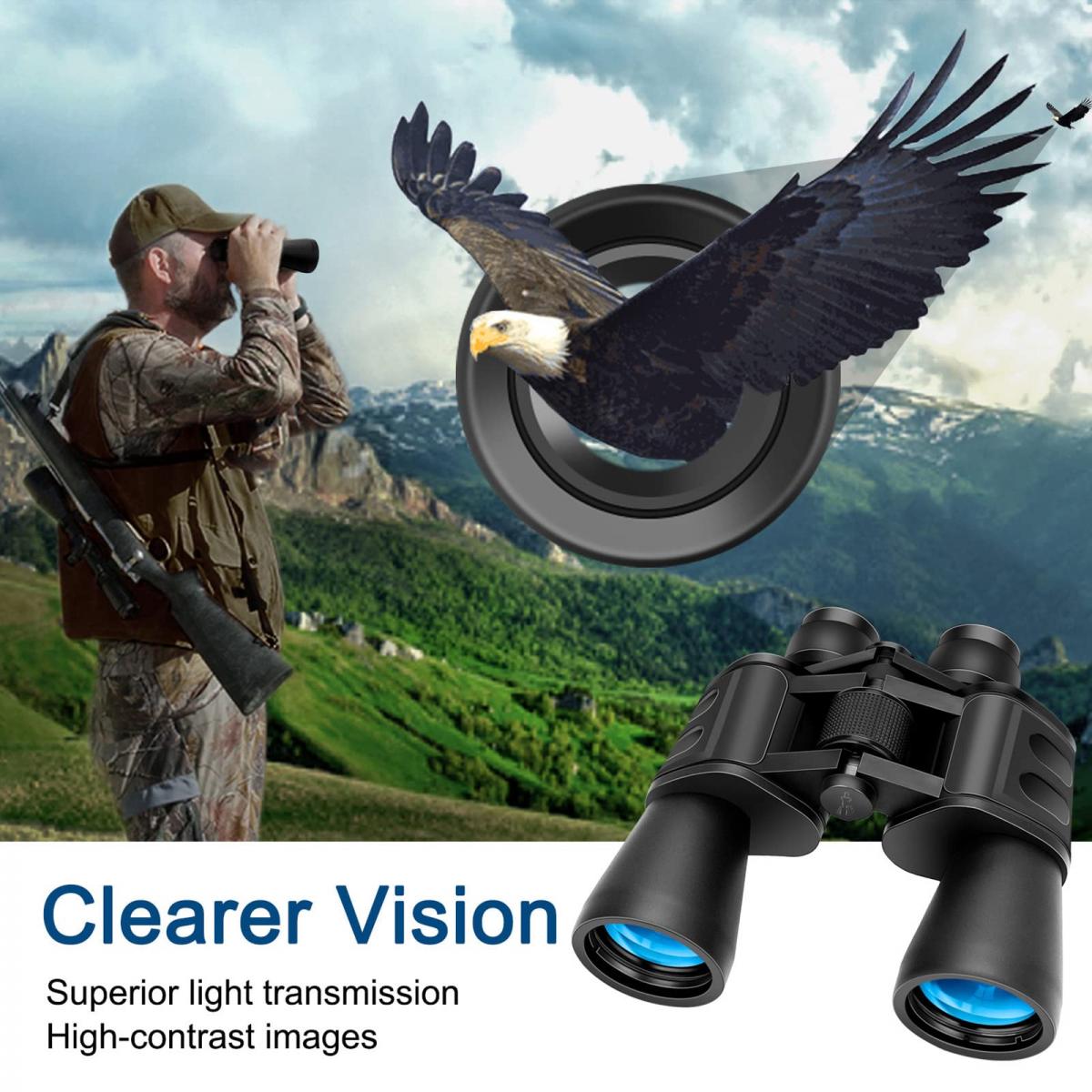 20x50 High Power Low Light Night Vision Adult Binoculars, BAK4 Prism
