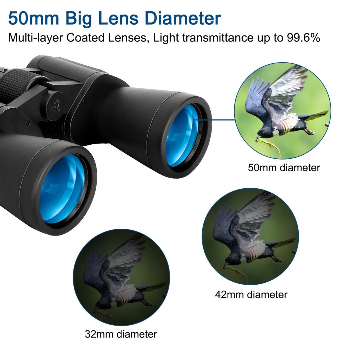 20x50 High Power Low Light Night Vision Adult Binoculars BAK4 Prism FMC