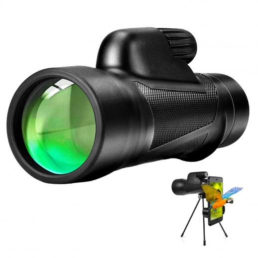 12X50 Nitrogen Filled High Power Monocular with Smartphone Holder, BAK4 Prism and Nitrogen Filled Waterproof Monocular for Adults and Children, Bird Watching, Hunting, Camping, Hiking, Travel