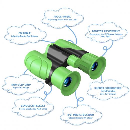 Mini Rubber 8 x 21 Binoculars Compact For Bird Wat Children Binoculars For Kids 