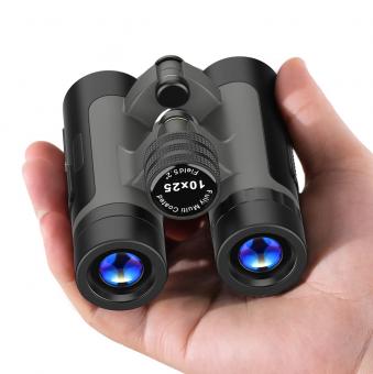 10X25 Portable Compact Binoculars, BAK4 Prism, Low Light Night Vision for Adults and Kids, Small Waterproof Pocket Foldable Binoculars for Bird Watching, Hunting Hiking
