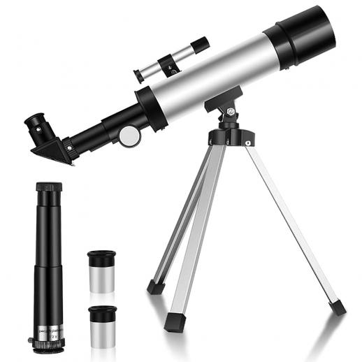 50mm Astronomical Telescope for Children, Beginners 360mm Focal Length, 90X Magnification with 2 Eyepieces & Aluminum Alloy Tripod
