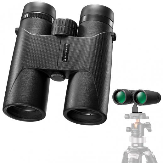 10X42 Binoculars, BAK4 Prism, IP66 Waterproof Portable Binoculars with FMC Lens, Tripod Adapter, Professional Binoculars for Bird Watching, Black