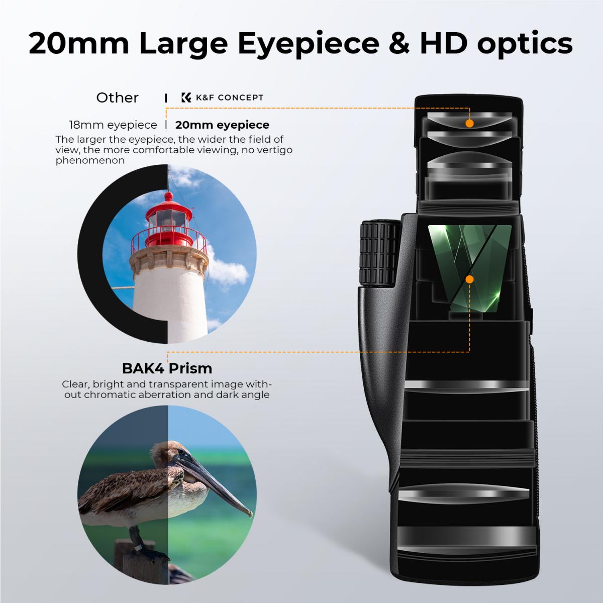 Monocular Telescope Phone Clip 8-32X50 K&F Concept - KENTFAITH