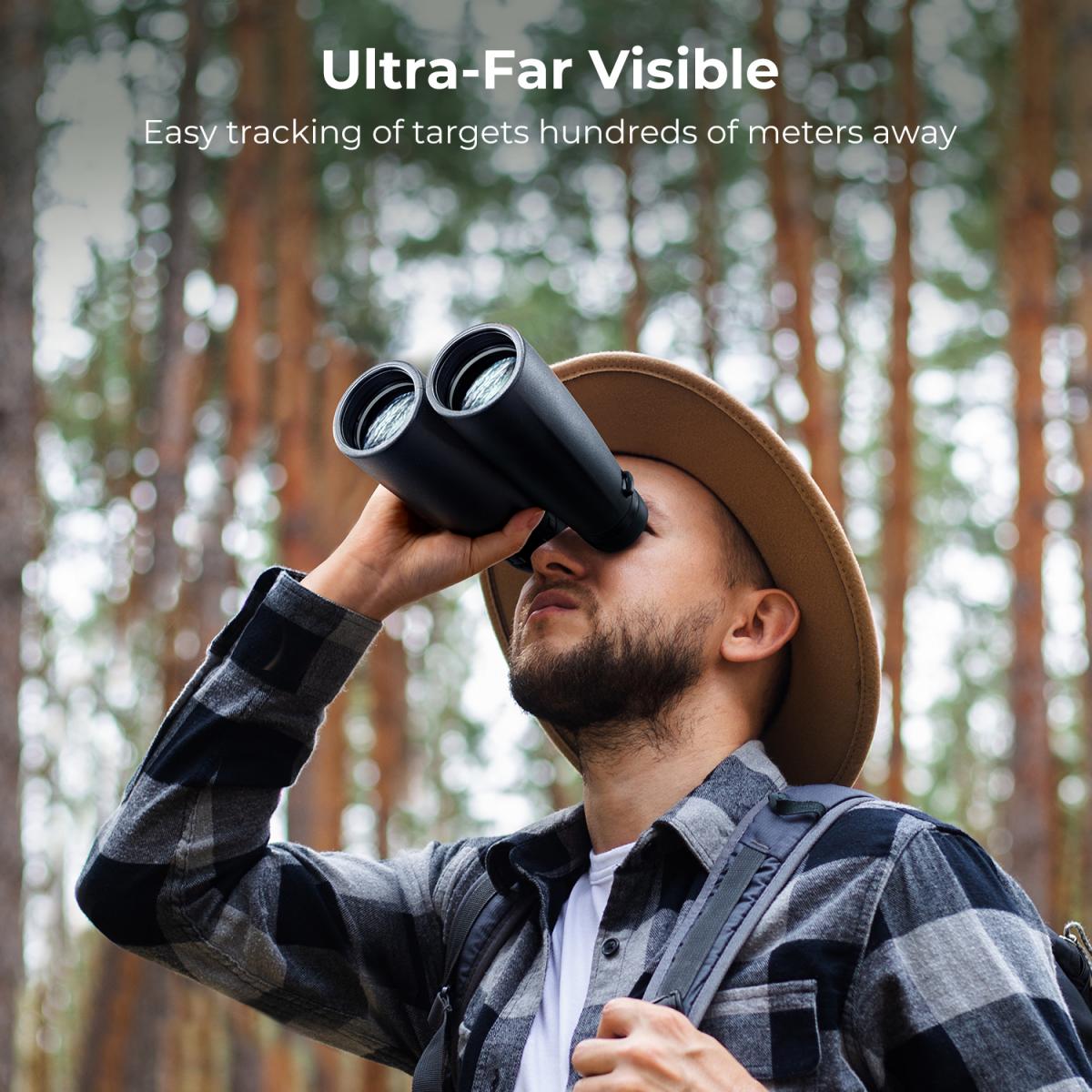 Binóculos HD 12 * 50 preto BAK4, com suporte para celular e suporte de conversão para tripé