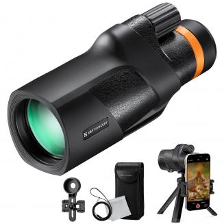 12X50 IP68 Waterproof HD Monocular，Monoculars Telescope for Adults with Smartphone Holder & Tripod, BAK4 Prism & FMC Len for Bird Watching Hiking Hunting Camping Travelling, Black