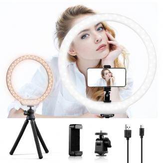 10'' Selfie Ring Light with Stand Phone Holder for Vlog Camera Video Smartphone YouTube Self-Portrait Makeup Shooting