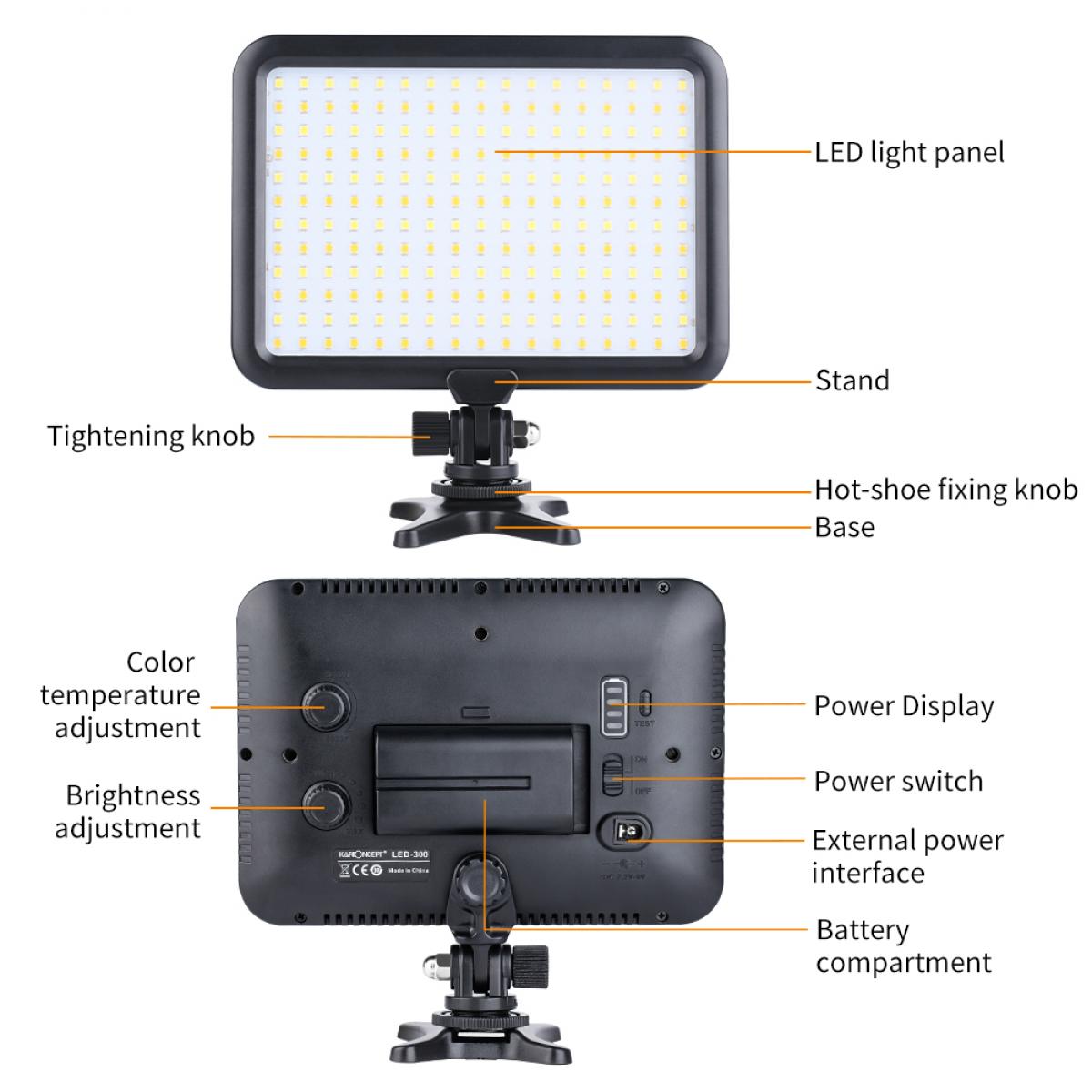 Camera Light LED Video Light Panel for Camera Camcorder Lighting in Studio or Outdoors 3200K to 5500K Variable Color Temperature 