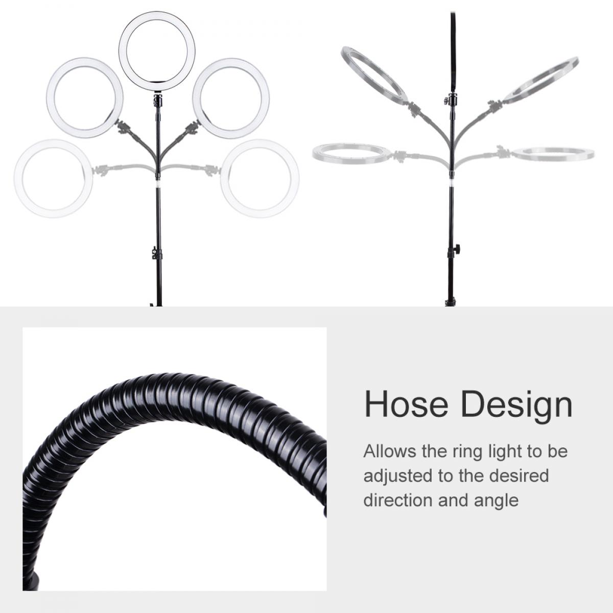 10 inch Ring Light with 58 Inch Stand Flexible Hose Microphone Clip for Vlog Camera Video Smartphone YouTube Self-Portrait Makeup Shooting
