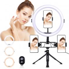 11 inch Selfie Ring Light with Stand Phone Holder for Vlog Camera Video Smartphone YouTube Self-Portrait Makeup Shooting 