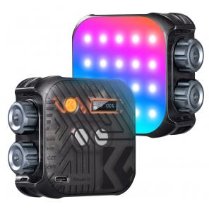 K&F Concept RGB Video Light, 360° Full Color Portable Photography Light, LED Camera Light w 21 Light Effects, 2500K-9900K CRI 96+, 2000mAh Rechargeable Photography Lighting for Vlogging, Selfie (Black)