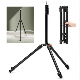 K&F CONCEPT 2.0m Aluminum Foldable Light Stand with 1/4" Screw & Bag – for Ring Lights, Softboxes, etc.