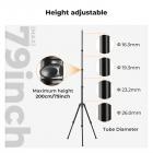 K&F CONCEPT 2.0m Aluminum Foldable Light Stand with 1/4" Screw & Bag – for Ring Lights, Softboxes, etc.