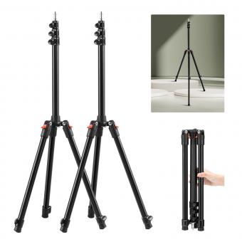 K&F CONCEPT 2pcs 2.0m Aluminum Foldable Light Stands with 1/4" Screws & Bag – for Video & Studio Lights