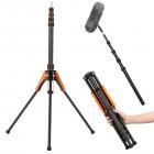 K&F CONCEPT 6.6ft/2.0m Carbon Fiber Light Stand: Portable Reverse-Folding Stand with Detachable Center Column, Phone Clip & Carry Bag for Video Lights, Softboxes & Ring Lights