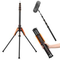 K&F CONCEPT 6.6ft/2.0m Carbon Fiber Light Stand: Portable Reverse-Folding Stand with Detachable Center Column, Phone Clip & Carry Bag for Video Lights, Softboxes & Ring Lights