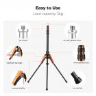 K&F CONCEPT 6.6ft/2.0m Carbon Fiber Light Stand: Portable Reverse-Folding Stand with Detachable Center Column, Phone Clip & Carry Bag for Video Lights, Softboxes & Ring Lights