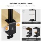K&F CONCEPT 37–90cm C-Clamp Desktop Stand with Ball Head, Light Stand Adapter, and Phone Holder, Compatible with Cameras, LED Lights, Smartphones, Ideal for Video Recording, Live Streaming