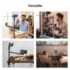 K&F CONCEPT Overhead Camera Mount Stand with 2 Section Telescopic Extension Arm, Adjustable Desk Stand with Phone Holder, C-clamp Mount for DSLR Camera, Phone, Webcam, Microphone, Ring Light