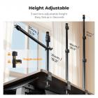 K&F CONCEPT Overhead Camera Mount Stand with 2 Section Telescopic Extension Arm, Adjustable Desk Stand with Phone Holder, C-clamp Mount for DSLR Camera, Phone, Webcam, Microphone, Ring Light