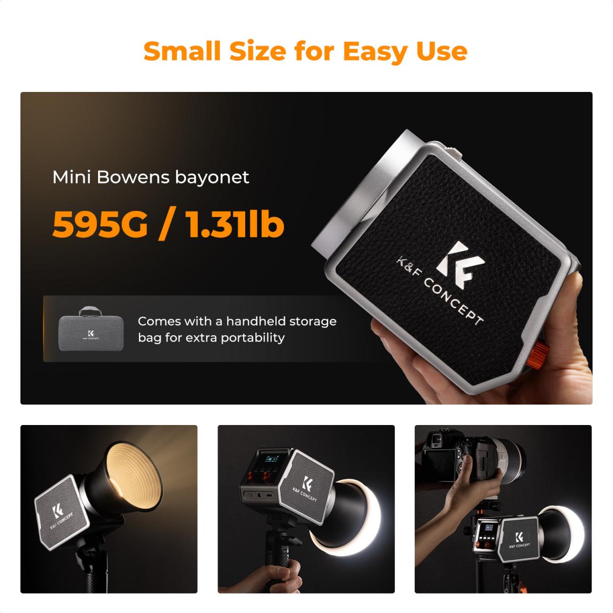 K&F CONCEPT 60W COB Video Light With Built-in 4500mAh Battery, Type-C PD Fast Charging, Continuous Output Light 2700K-6500K With 12 Light Effects For - View #7