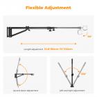 K&F CONCEPT 51.18"/130cm Wall-Mounted Triangle Boom Arm – 180° Adjustable for Ring Lights, Video Lighting, Cameras, and Softboxes