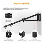 K&F CONCEPT 51.18"/130cm Wall-Mounted Triangle Boom Arm – 180° Adjustable for Ring Lights, Video Lighting, Cameras, and Softboxes