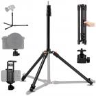 K&F Concept 2.6m Aluminum Folding Light Stand – Ball Head, Phone/Tablet Mount, Bag