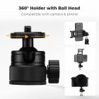 K&F Concept 2.6m Aluminum Folding Light Stand – Ball Head, Phone/Tablet Mount, Bag