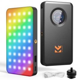 K&F CONCEPT RGBビデオライト：5000mAhポータブルカメラライト、360°フルカラーLEDパネル（2700-7500K、CRI 95+）YouTubeおよびVlog撮影用