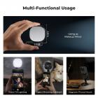 K&F CONCEPT Magnetic Phone LED Light: Foldable Selfie Light with Makeup Mirror, 3000K-6500K Dimmable Vlog Fill Light for iPhone, Video Calls & Makeup (Black)