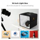 K&F CONCEPT 16"/40cm Professional Photo Studio Light Box: Portable Folding Photography Tent Kit with 6 Color Backdrops for Small-Medium Product Shoots