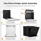 K&F CONCEPT 50x50cm Photo Studio Light Box, 40W LED Light Box Photography Tent, CRI 97+ Dimmable 3000K–5600K, Portable Foldable Photo Box with 6 Backdrops for Product Photography/Shoes/Laptop/Camera