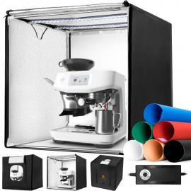 K&F CONCEPT 60x60cm フォトスタジオライトボックス、40W デュアルLED撮影テント、CRI 97+、5600K 調光可能照明、6枚の背景、製品写真/植物/靴用の完全密閉型ポータブルライトボックス
