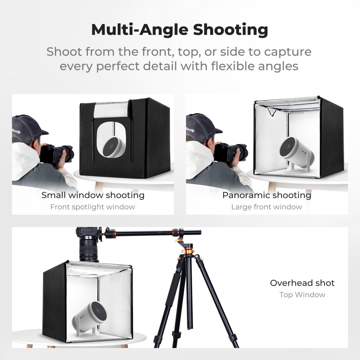 K&F CONCEPT 60x60cm Photo Studio Light Box, 40W Dual LED Photography Tent with CRI 97+, 5600K Dimmable Lighting, 6 Backdrops, Fully Enclosed Portable Light Box for Product Photography/Plants/Shoes