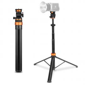 K&F CONCEPT MS-60 ポータブル アルミニウム合金ライトスタンドは、自動ポップアップ設計、1/4 インチネジ、360°回転ヘッドを備えた 2 メートル伸縮スタンドです。軽量フィルライト、携帯電話、ミラーレスカメラなどに適しています。