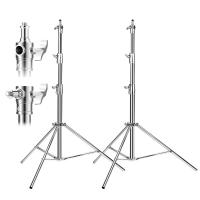 K&F CONCEPT Stainless Steel Light Stand 9.2ft/2.8m Heavy Duty, 2-Pack | Spring Cushioned Photography Tripod with 1/4" to 3/8" Screw for Studio, Strobe, LED Video Light, Softbox, Ring Light TL16