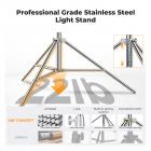 K&F CONCEPT Stainless Steel Light Stand 9.2ft/2.8m Heavy Duty, 2-Pack | Spring Cushioned Photography Tripod with 1/4" to 3/8" Screw for Studio, Strobe, LED Video Light, Softbox, Ring Light TL16