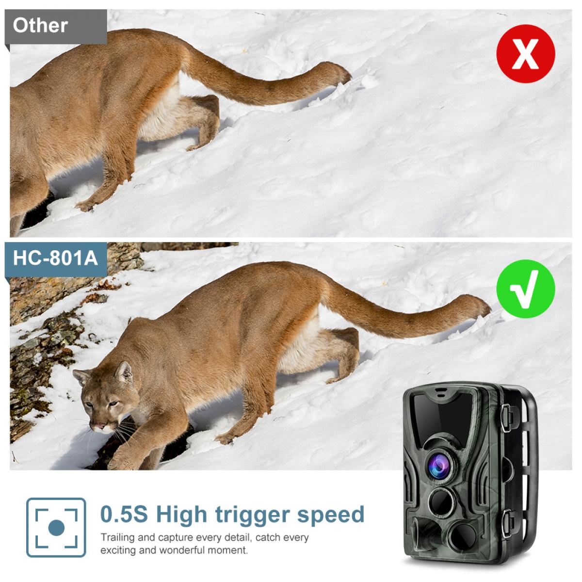 HC-801A 24MP 1080P Trail Camera 0.5s Trigger Speed Hunting 3 PIR HD Deer Camera Infrared Night Vision Game Camera