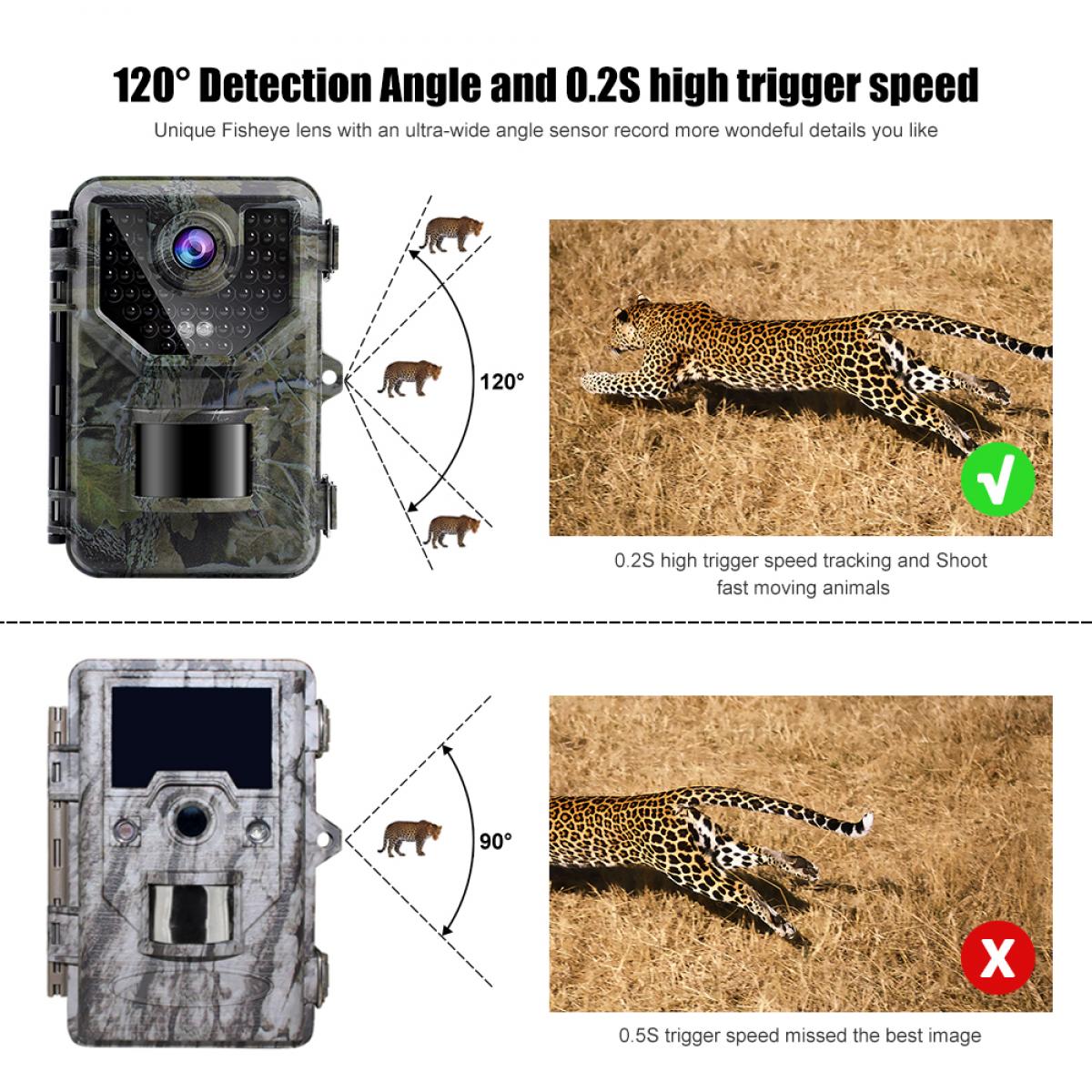 K&F HB-E2 Hunting Camera Scouting Camera Wild View 1080P 16MP HD PIR Motion Night Vision Camera