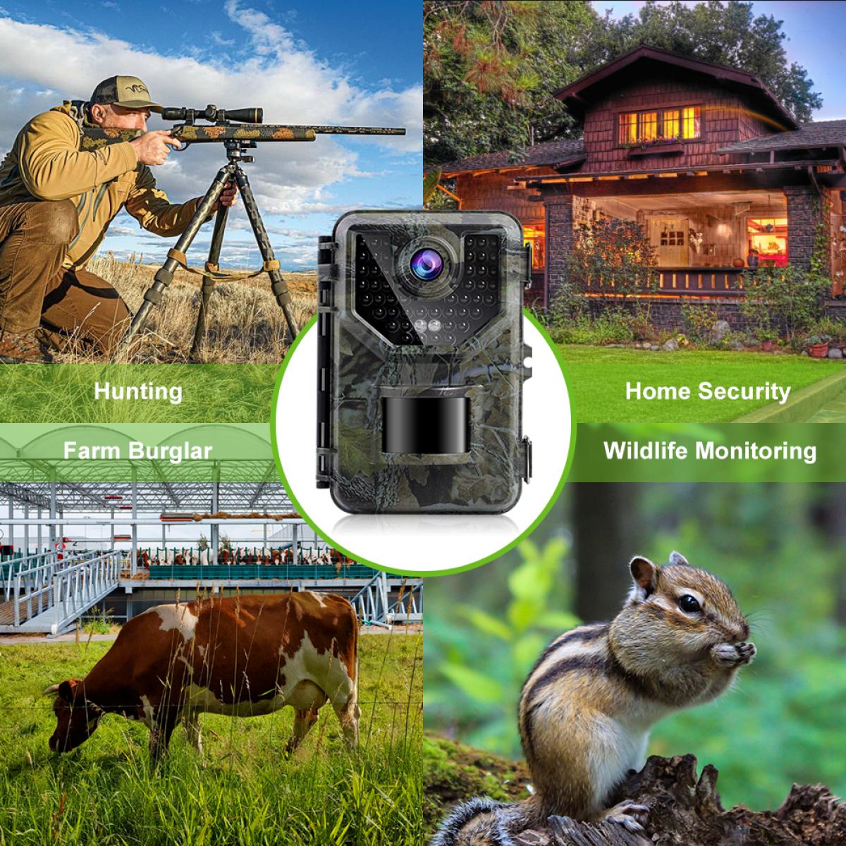 K&F HB-E2 Hunting Camera Scouting Camera Wild View 1080P 16MP HD PIR Motion Night Vision Camera